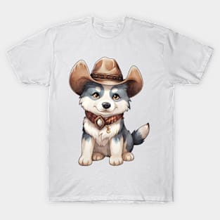 Cowboy Siberian Husky Dog T-Shirt